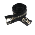 Custom slider No.5 black double ended silver teeth metal Zipper with round puller for downjackets sleepbags tent